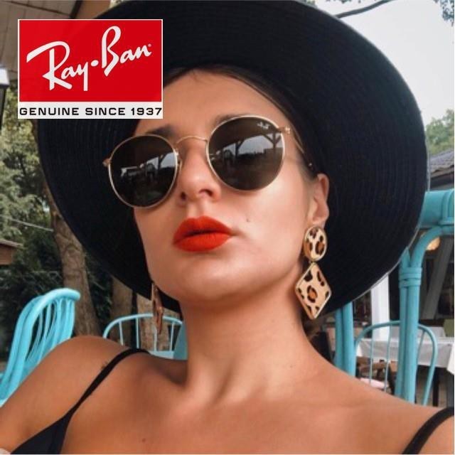  [Nuoli] Kính râm đen tròn vàng chính hãng RayBan chính hãng 100% dành cho nữ