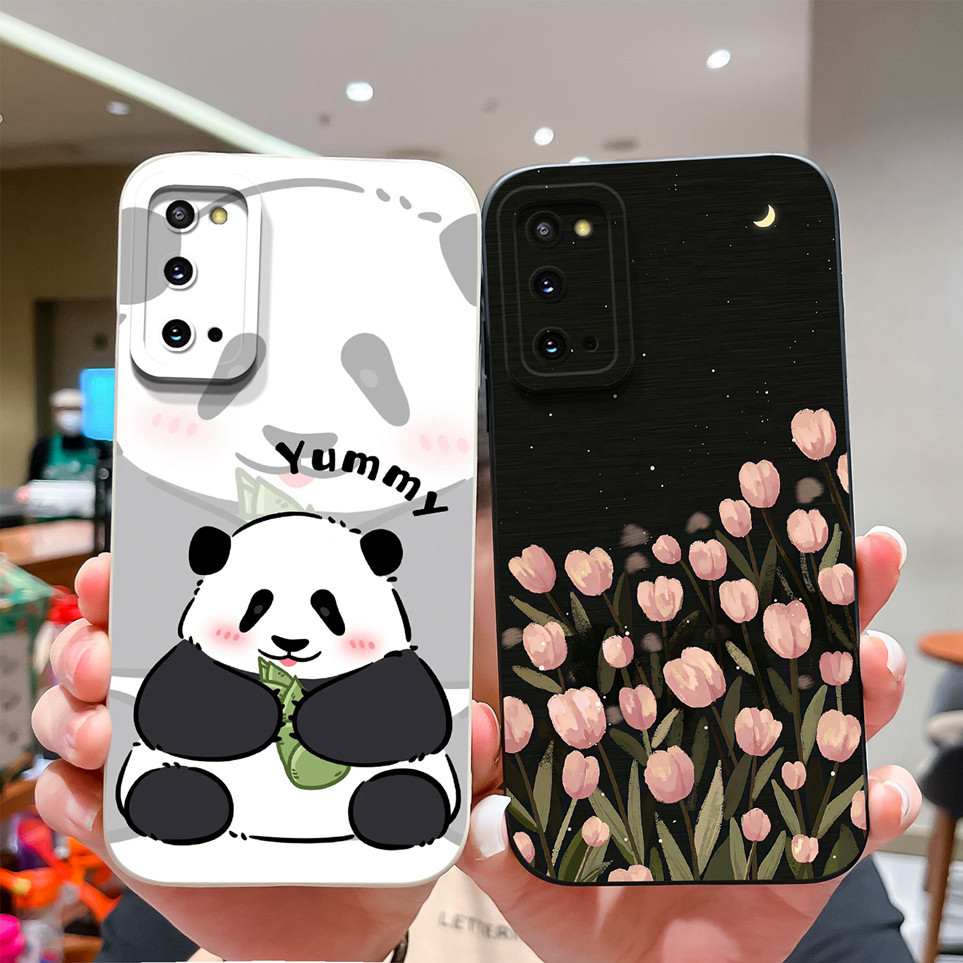 Dành Cho Samsung Galaxy S20 S20 FE S20 + S20 Ultra Ốp Lưng Gấu Trúc Dễ Thương Tulip Mềm Silicon Vỏ B