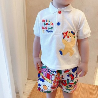 [Ưu đãi đặc biệt Sản phẩm mới] Bộ đồ ngắn tay POLO phong cách ngày lễ dễ thương cho bé trai