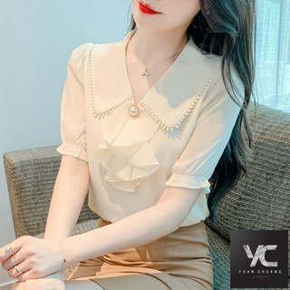  Áo sơ mi voan nữ tay ngắn mùa hè Áo khí chất thời trang đẹp mắt