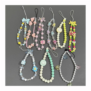Ins Nhỏ Tươi Hoa Nơ Cô Gái Handmade diy Đính Hạt Dây Điện Thoại Di Động Dễ Thương Sáng Tạo Cổ Tay Dây Chuyền Camera Phụ Kiện Mặt Dây Chuyền Di Động Chống Mất Dây Xích