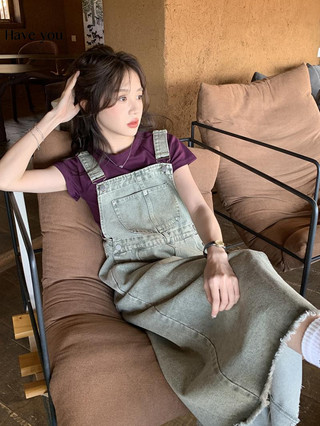 Giảm Tuổi Retro Preppy Phong Cách Denim Dây Đeo Nữ Mùa Hè Phong Cách Mới Rời Tất Cả Trận Đấu Mỏng Hơn Nhìn Dài Áo Vest Đầm
