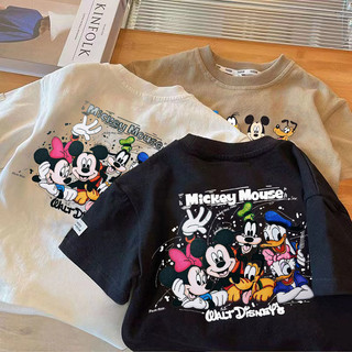  Áo thun ngắn tay bé trai bé gái Phong cách mới mùa hè đẹp trai trẻ em Mickey Áo sơ mi đáy ngoài