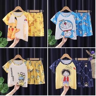 Bộ đồ ngủ ngắn tay mát mẻ cho bé trai và bé gái mặc ở nhà cổ tròn bằng Polyester cho 10 - 11 tuổi