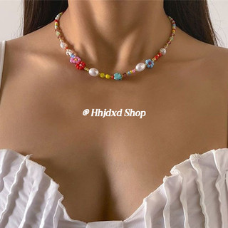 Yu Shuxin Cô Gái Ngọt Ngào Nhiều Màu Sắc Vòng Cổ Cùng Phong Cách Quà Tặng Sinh Nhật Bạn Gái Vòng Cổ Mùa Hè Đi Biển Hyuna Phong Cách Nhiều Màu Sắc Hạt Vòng Cổ