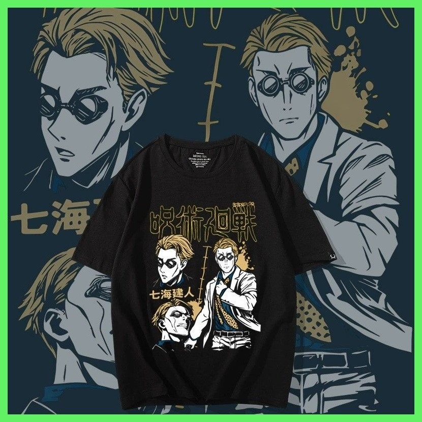 Áo thun phong cách mới Áo thun ngắn tay Áo thun ngắn tay Jujutsu Kaisen Nanami Kento Spell Fighting 
