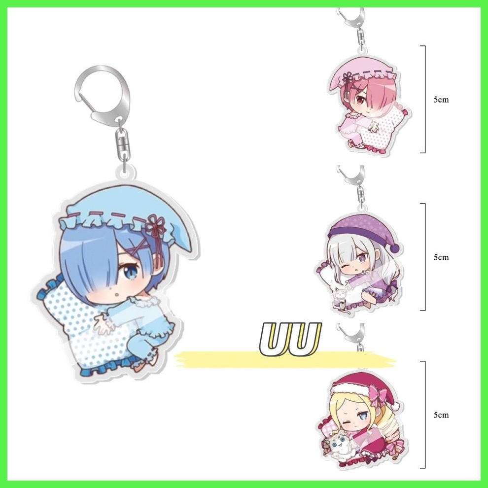 Mặt dây chuyền móc khóa mới Re: Zero Rem Ram Emilia Life in Another World From Scratch Anime Hàng hó