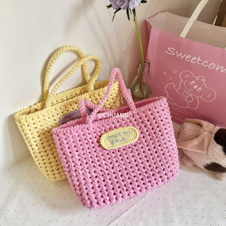  Mùa Xuân Giỏ Rau Túi Tự Làm Chất Liệu Túi Xách Tay Đan Túi Dã Ngoại Túi Đi Biển Túi Móc Gửi Bạn Gái 