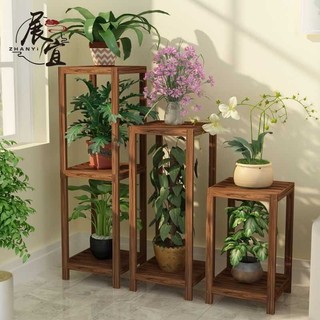 Giá treo hoa nhiều tầng trong nhà giá đặc biệt Ban công gỗ rắn màu xanh lá cây giá treo phòng khách nhiều thịt