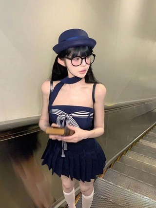Jamaisvu Mùa Hè Phong Cách Mới Tính Khí Giảm Tuổi Phong Cách Preppy Thiết Kế Tính Khí Cảm Giác Thời Trang Nữ