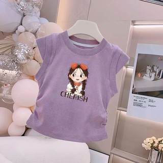2024 Phong Cách Mới Trẻ Em Cotton Nguyên Chất Bé Gái Phong Cách Phương Tây Áo Vest Phù Hợp Với Phong Cách Phương Tây Không Tay Top Bé Mùa Hè Quần Áo Thời Trang
