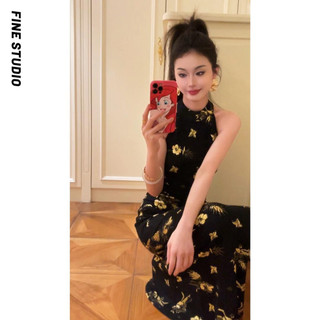 Mới Phong Cách Trung Hoa Phong Cách Trung Hoa Sang Trọng Người Nổi Tiếng Không Tay Đầm Nữ Mùa Hè Slimfit Ôm Hơn Nhìn Cải Thiện Sườn Xám Hoa Dài S