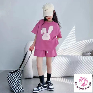 Bộ đồ bé gái phong cách mùa hè cho bé gái Quần Short ngắn tay cỡ lớn dành cho trẻ em Bộ 2 món