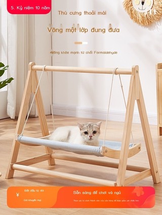 Võng cho mèo, xích đu cho mèo, giường cho mèo, giường thú cưng, tổ mèo bằng gỗ ngoài đất,