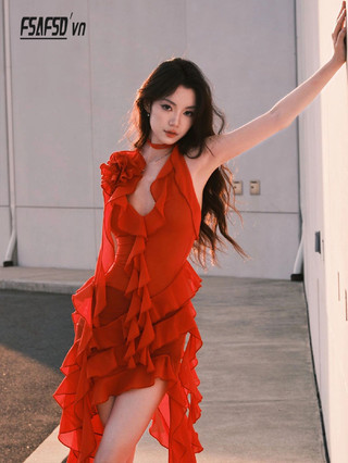 Retro Phong Cách Mới Mùa Hè Dây Thắt Lưng Váy Ngắn Nữ