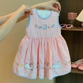  Váy bé gái Quần áo mùa hè cho bé Váy Vest kẻ sọc phong cách mới cho trẻ em Váy công chúa thỏ dễ thương thời trang