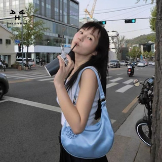  2024 Real Shot Anh Niche ins Phong Cách Cao Cấp Retro Lụa Satin Hoa Hồng Túi Xách Sát Nách Túi 