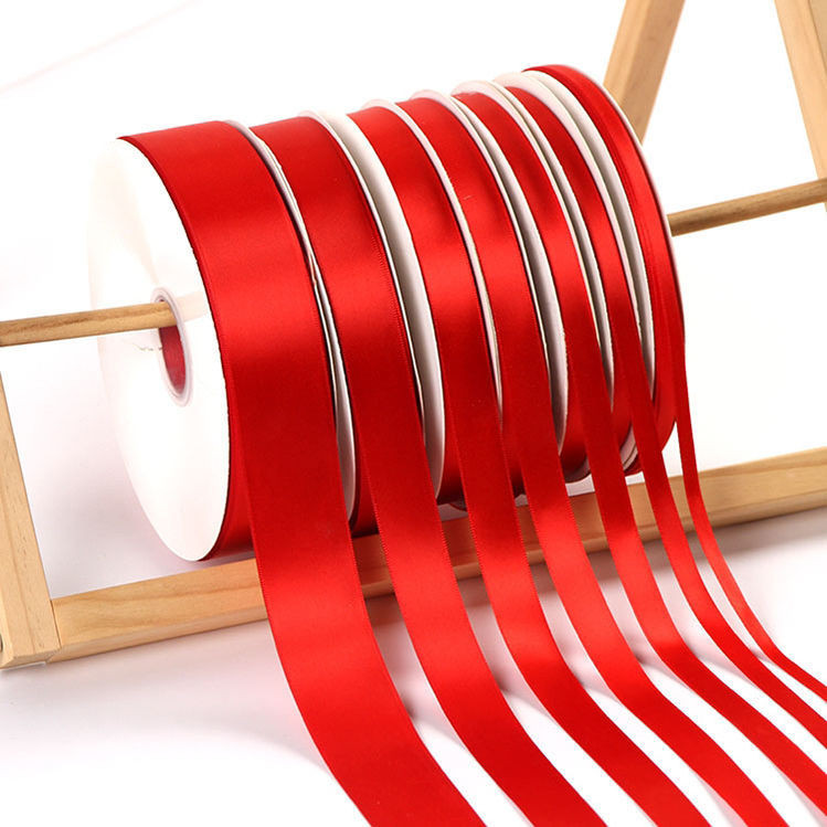 0.6-4cm Ruy Băng Ruy Băng Đỏ Lớn Handmade DIY Nơ Nướng Đám Cưới Vải Ruy Băng Ruy Băng