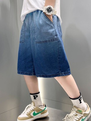 Quần Short Denim Mùa Hè Bé Trai 2024 Phong Cách Mới Rời Mỏng Phong Cách Vừa Lớn Quần Áo Trẻ Em Bé Trai Phong Cách Mùa Hè Năm Điểm Quần Hợp Thời Trang