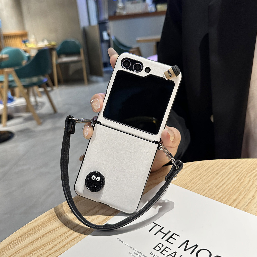 Hàn Quốc Đơn Giản Da Đeo Ngang Dây Bánh Quy Cà Phê Dành Cho Samsung Galaxy Z flip5 5G Z flip5 Zflip5