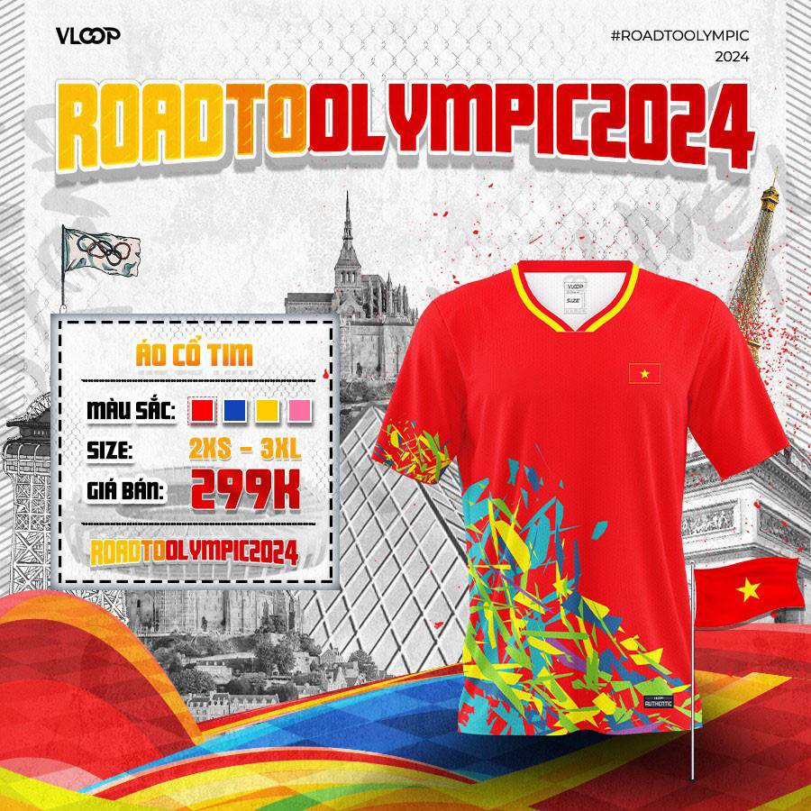 Áo nỉ cổ trái tim, Áo nỉ Olympic 2024, Áo bóng bàn nam nữ-BST Road to Olympic 2024