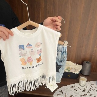  Áo Vest tua rua thời trang độc đáo cho bé gái Áo thun không tay phong cách mới cho bé gái