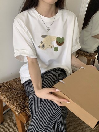 75337 Áo thun ngắn tay in hình mèo Áo thường ngày