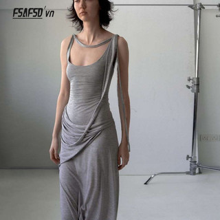 Mùa hè Hot Girl Dài Slim-fit Slimmer Look Áo yếm không tay Dây treo eo hẹp