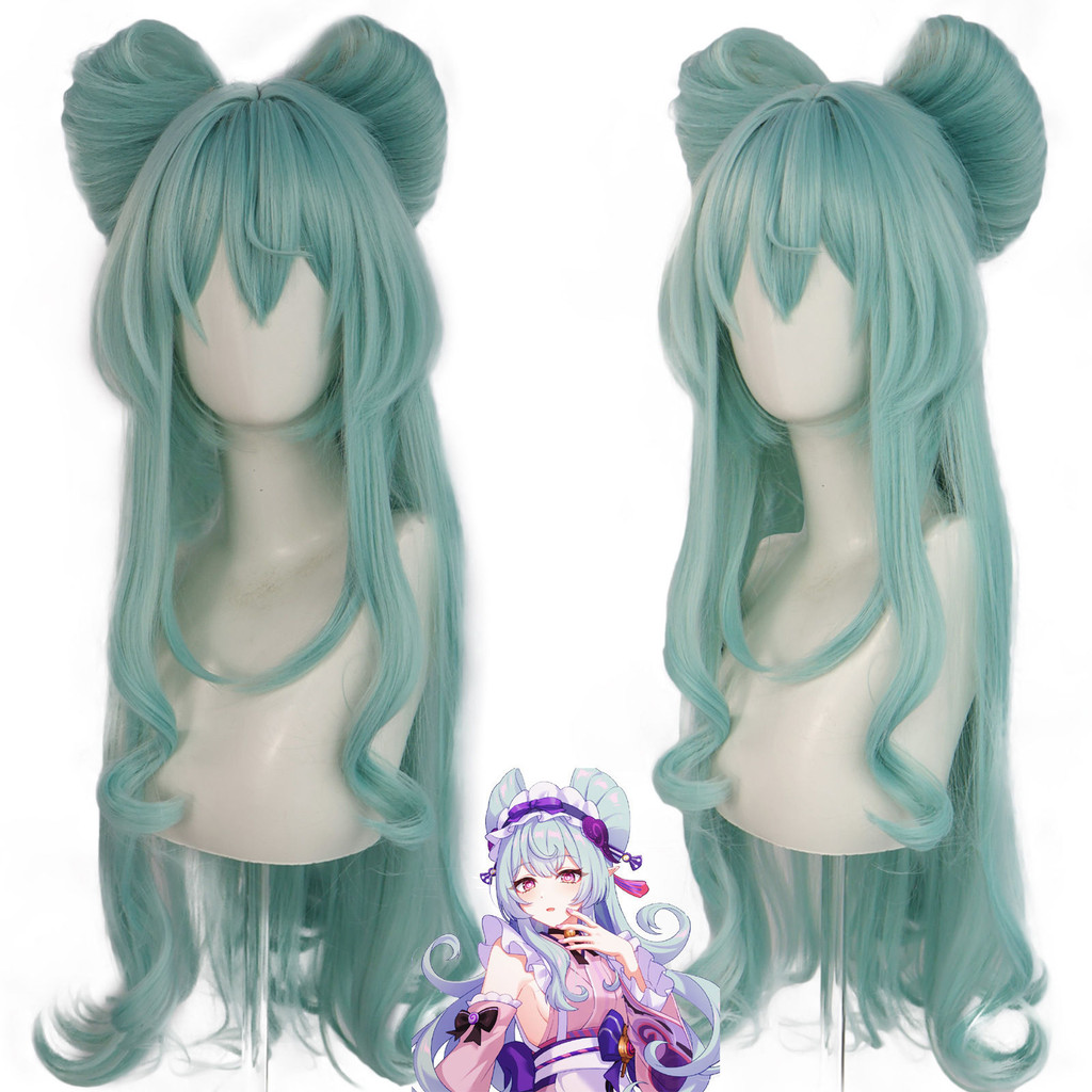 Tóc giả cosplay Yuanshen Dream Tsuki Mizuki mô phỏng da đầu với chia nơ