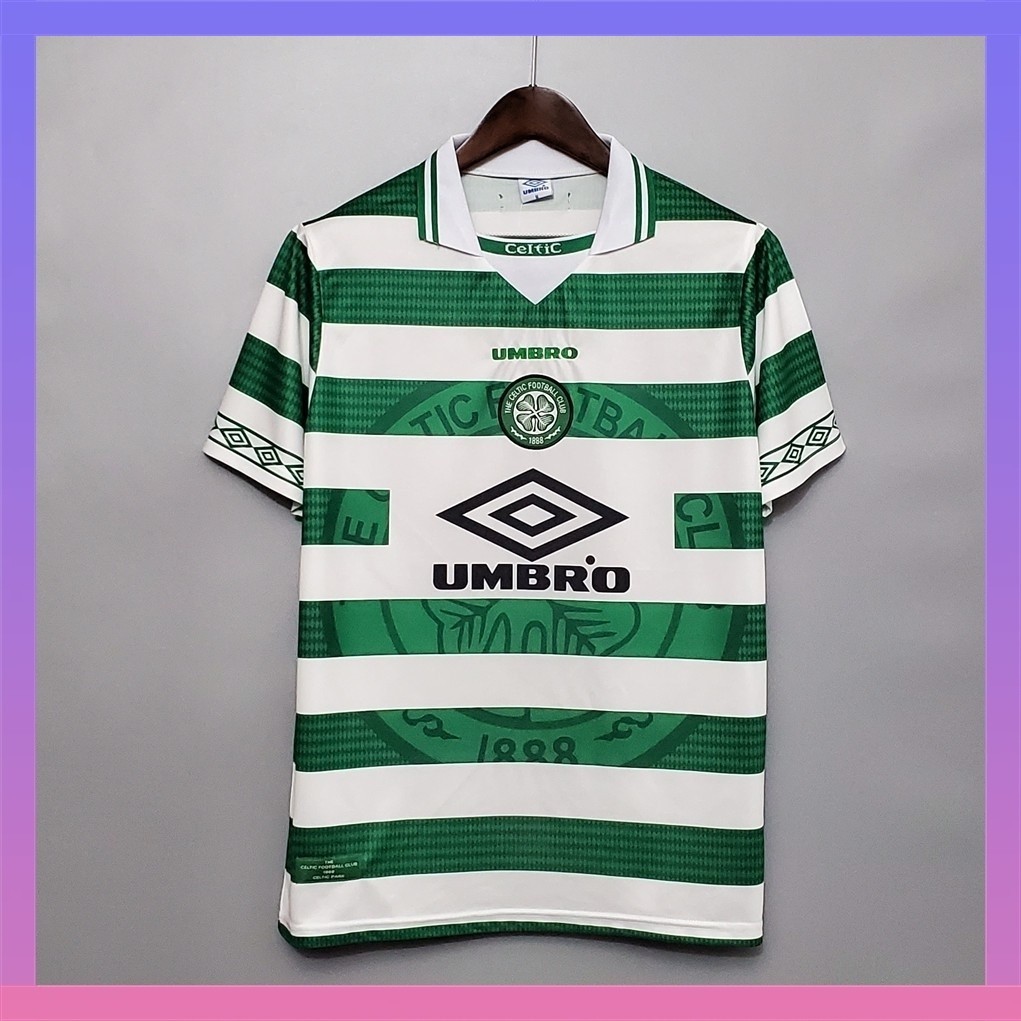 Retro Jersey Bóng Đá Celtic Jersey Cầu Thủ Sân Nhà 98-99 Celtic Nhà Retro Bóng Đá Jersey Cổ Áo Bóng 