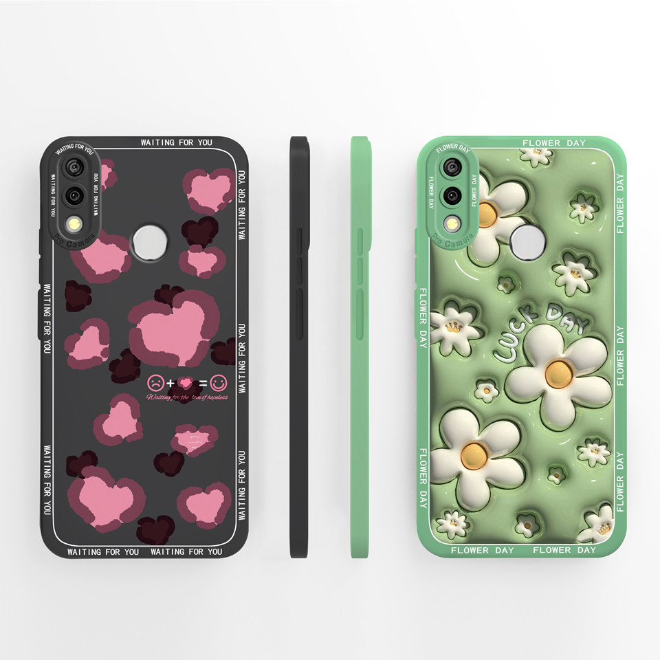 Dành Cho huawei y7 y7a y7p y7 pro Vỏ Nhiều Màu Sắc Trái Tim Tình Yêu Hoa Hướng Dương Vuông Chống Rơi