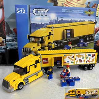  HOT-   Ảnh thật   Tương thích với xe tải container lớn LEGO City Series cho bé trai đồ chơi xe buý 