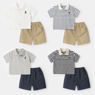 Bộ quần áo bé trai cotton thời trang sơ sinh phong cách hàn quốc áo sơ mi polo 2 chiếc phù hợp với trang phục trẻ em thông thường trang phục trẻ em