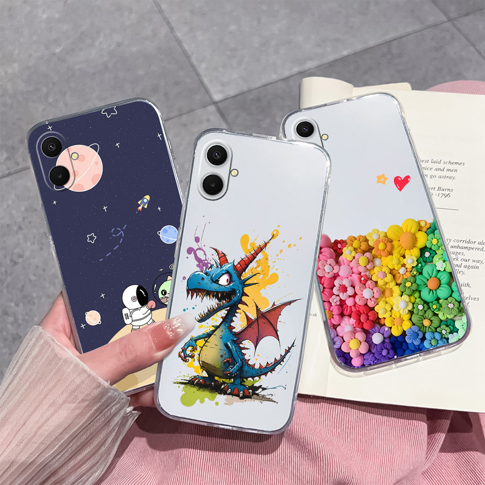 Ốp Lưng Cho Samsung Galaxy A07 Hoa Brilliant Phi Hành Gia Chống Rơi Chống Sốc Silicon Nhẹ Trong Suốt