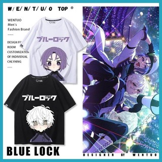 Mc Quần Áo BLUE LOCK Isagi Yoichi Bachira Meguru Kunigami Rensuke Chigiri Hyoma BLUE Prison Seiichi Nagi Seishiro Anime Hàng Hóa Áo Thun Nữ Tay Ngắn Hai Chiều Hàng Hóa Nam Nữ Quần Áo Rời