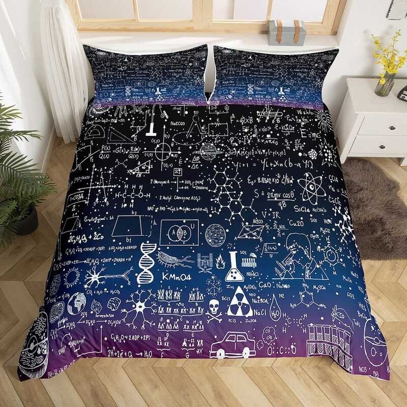 Equation Duvet Math Set Hourgla Purple Galaxy Comforter Cover Phyic Formula Dorm Bedding Set Sci