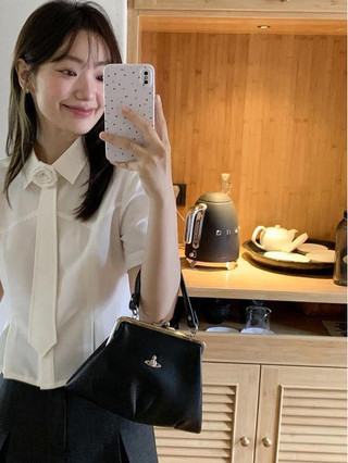 Shanmieleng Ba Chiều Cà Vạt Hoa Chia Thiết Kế Áo Sơ Mi Nữ Mùa Hè 2024 Phong Cách Mới Hợp Thời Trang ins Slim Áo Sơ Mi Ngắn