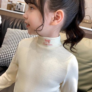 [Khuyến mãi] Quần lót giữ nhiệt cho bé gái Áo dài tay phong cách mới nhung mùa thu kiểu Đức cổ cao nửa