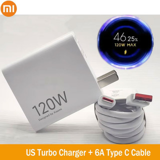 Bộ sạc Xiaomi Turbo 120W Bộ chuyển đổi nguồn sạc nhanh chính hãng của Mỹ + Cáp 6A Type C cho Mi 12 POCO X5 X4 Redmi Note 10 11 Pro 