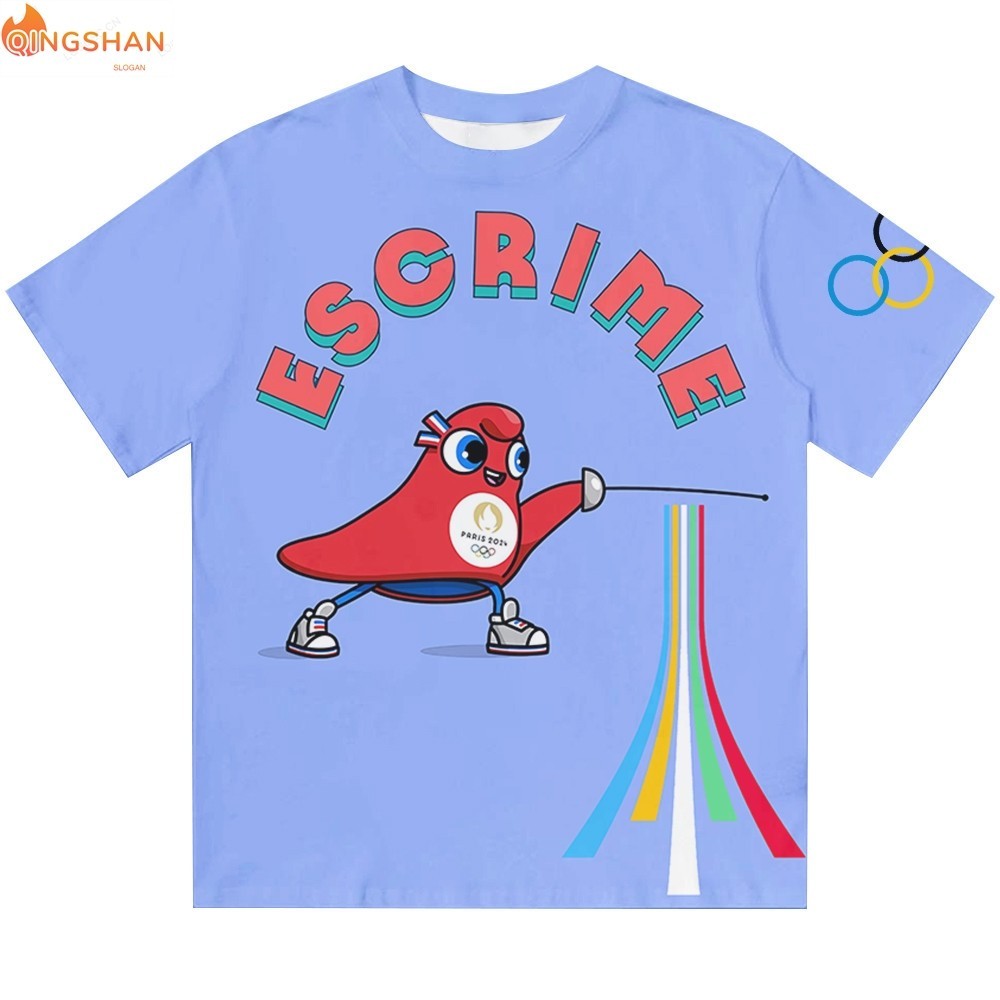 2024 Paris Thế Vận Hội Olympic Áo Thun Brazil Olympic Linh Vật In Hình Ngắn Tay Top Mùa Hè Unisex Th