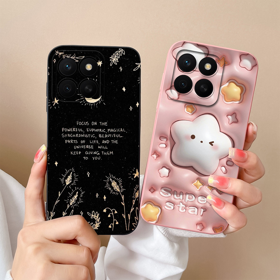 Ốp Lưng Cho Huawei Honor X8C X7C X6C Pink Star Flower Liquid Chống Sốc Chống Rơi Chống Vân Tay Vỏ Ch