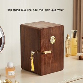    HOT DEAL  Hộp trang sức gỗ cao cấp cho người mới bắt đầu có khóa chống oxy hóa dung tích 