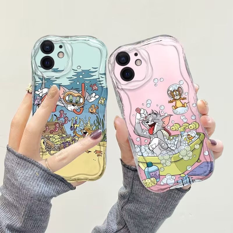 Ốp Lưng Silicon Mềm Jerry Cat Tom Cho iPhone 16 15 14 13 12 11 Pro Max Plus Mini