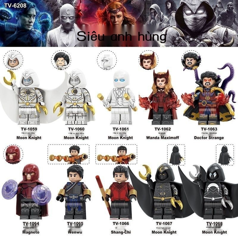 Tương thích với LEGO Marvel Moon Knight Doctor Strange Wanda Magneto Shang Tsui, mô hình nhỏ đồ chơ