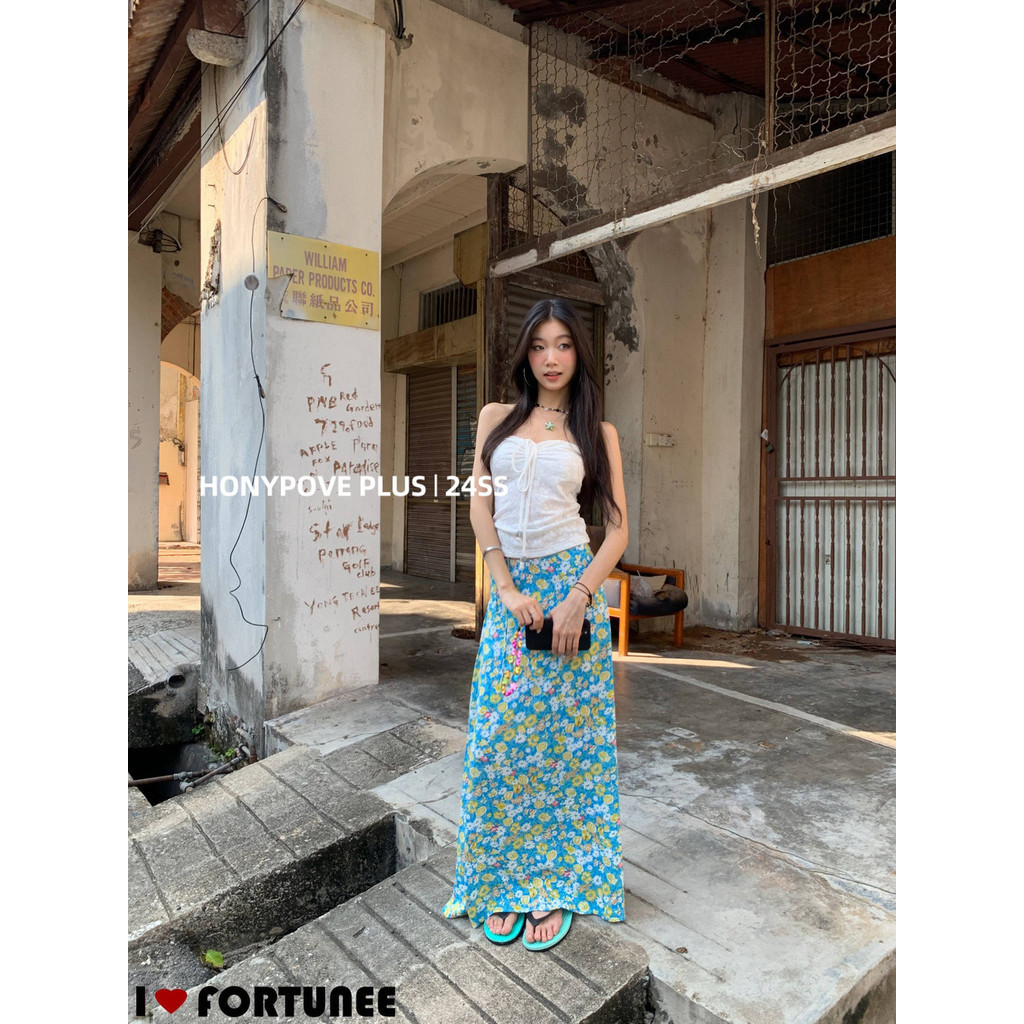 Honypove Dây đeo dây màu trắng Sling Top Nữ mùa hè Hot Girl Dây rút ống ngắn | BigBuy360 - bigbuy360.vn