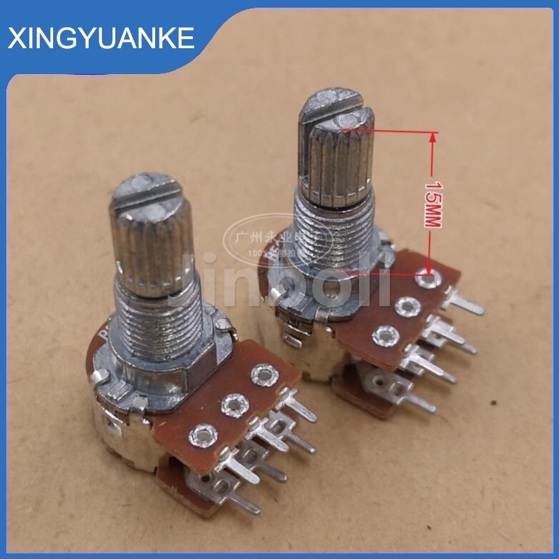 2 Chiếc 12 Loại Đôi 6Pins B50K Dual Kênh Máy Tính Loa Âm Thanh Điện Áp B50K * 2 Trục Chiều Dài 15MM