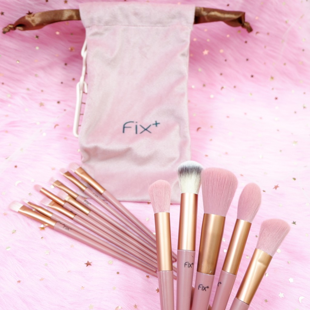 【NA Beauty】 Bộ cọ trang điểm cá nhân cao cấp 13 cây Fix+ màu xanh/ màu hồng Pastel trendy