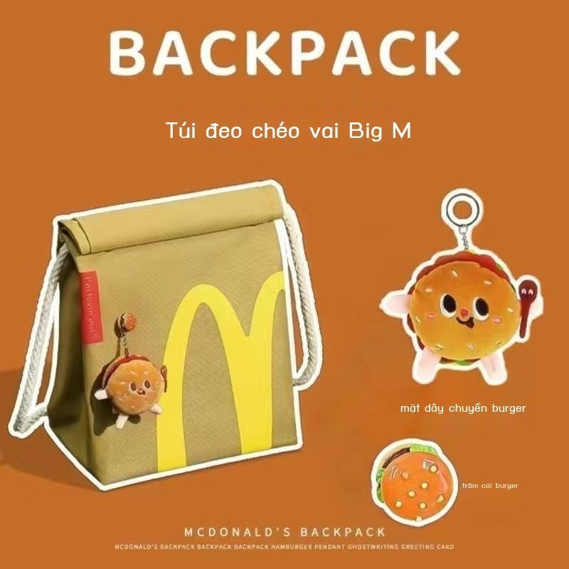 [ Siêu Tiết kiệm] Ba lô McDonald's kfc túi giấy ba lô nữ dung tích lớn lớp sinh viên đại học giản d