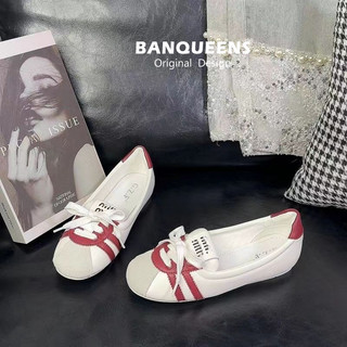Pháp Ballet Giày Thể Thao Nữ Đế Bằng Mùa Hè 2024 Phong Cách Mới Buộc Dây Thoáng Khí Slip-On Giày Trắng Giày Thời Trang