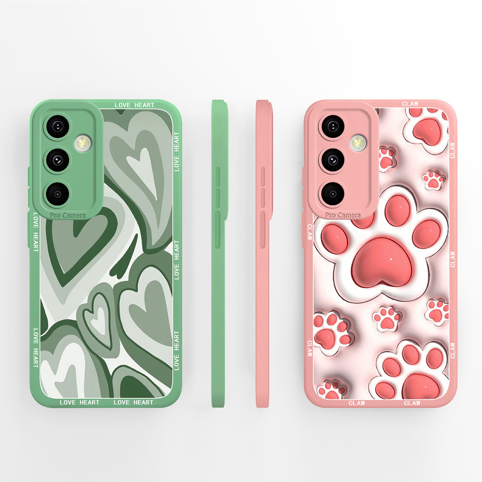 Ốp Lưng Cho Samsung Galaxy A56 A55 A54 A53 Pink Cat Paw Vuông Chống Rơi Chống Sốc Độc Đáo Điện Thoại